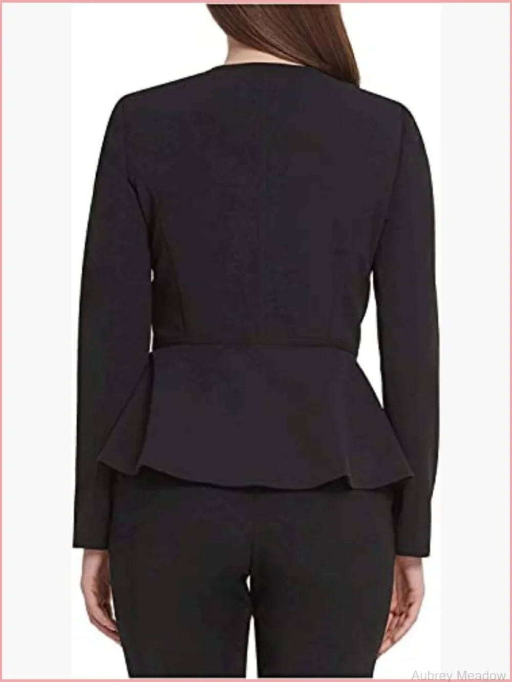 Peplum Zip Front Blazer Jacket Business Casual Long Sleeve Collarless